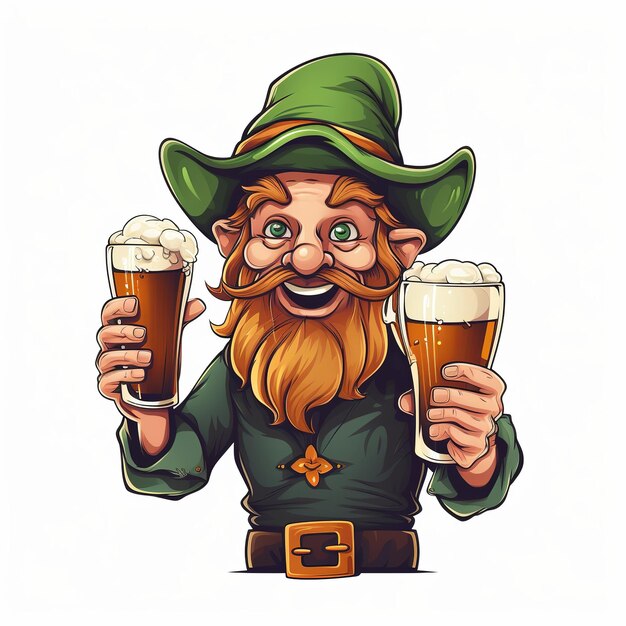 Foto st. patricks day elfenkobold mit bierkrug, glas ale, generative ki