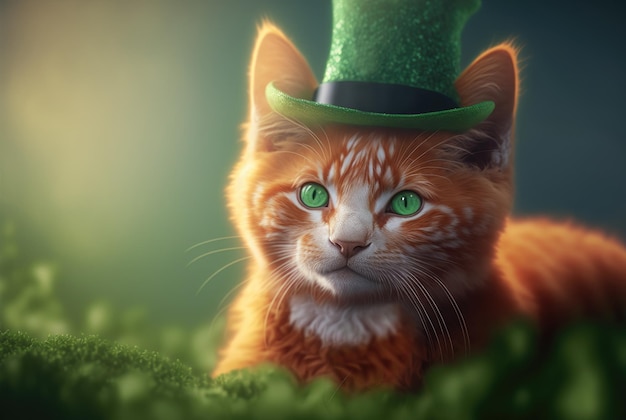 St. Patricks Day Katze mit Hut