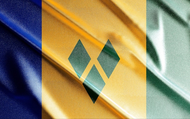 St. Vincent und die Grenadinen 3D-Flagge, schöne Landesflagge der Welt, Hintergrund.