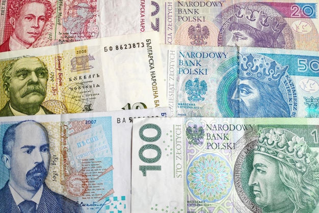 Stack de Lev búlgaro e Zloty polonês