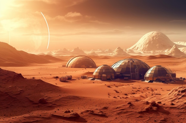 Stadt auf dem Mars futuristische Gebäudestadt