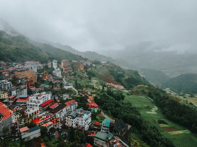 Foto stadt im sapa-tal vietnam