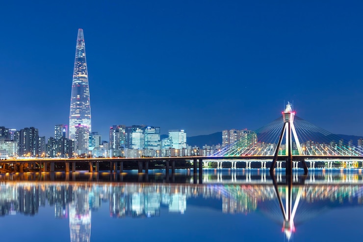 Foto stadt seoul am fluss twilihgt han südkorea