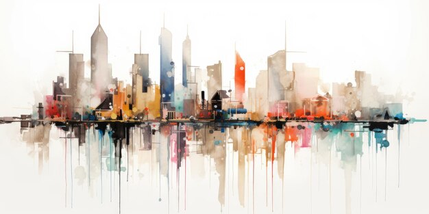 Foto stadt-skyline impressionistisch auf weißem hintergrund generativ ai aig32