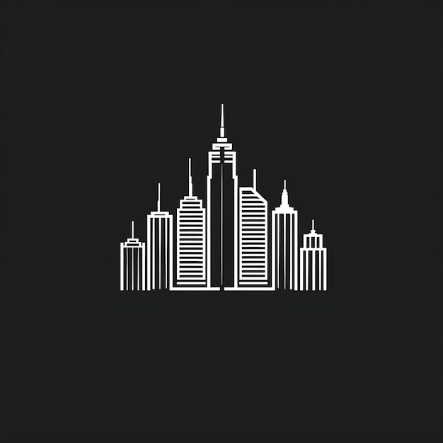 Stadt-Spiel-Award-Logo mit Skyline und Blueprint Kreatives einfaches Design Tattoo CNC-Kunst