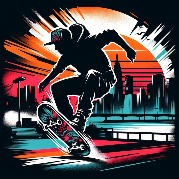 Stadt-Sunset-Skateboard-Stunt