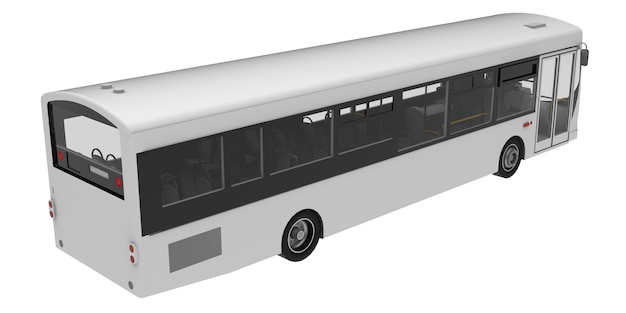Stadt weiße Bus Vorlage. Passagiertransport. Abbildung 3d.