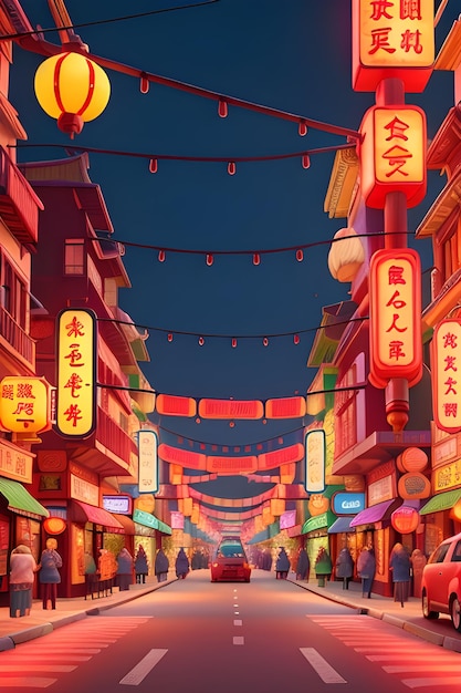 Stadtansicht mit Beleuchtung und leuchtendem Orange, erstellt mit generativer KI