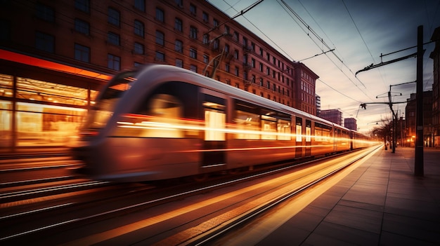 Stadtbahn nachts in Bewegung