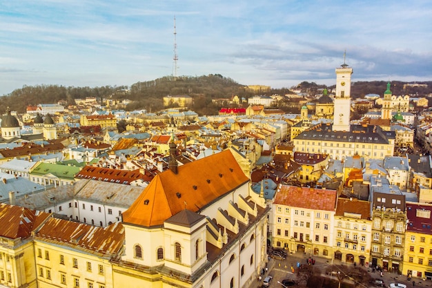 Stadtbild der alten europäischen Stadt. Vogelperspektive