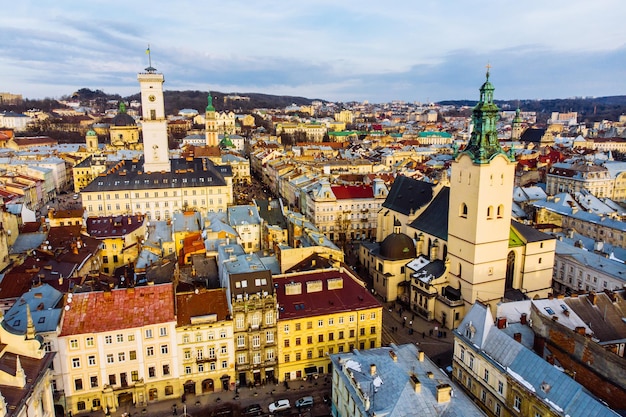 Stadtbild der Vogelperspektive der alten europäischen Stadt