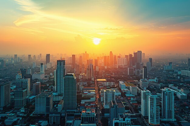 Stadtbild Tapete Bangkok Skyline beim Sonnenuntergang im Herbst