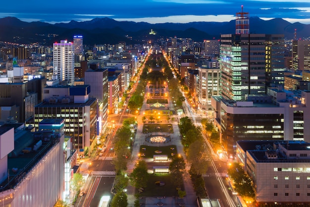 Stadtbild von Sapporo am Odori Park, Hokkaido, Japan.