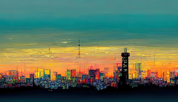 Stadtbild von Tokio bei Nacht japan Generative Ai