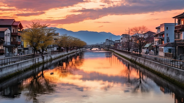 Stadtbild von Toyama in der Nähe des Sees Japan schöne Stadt