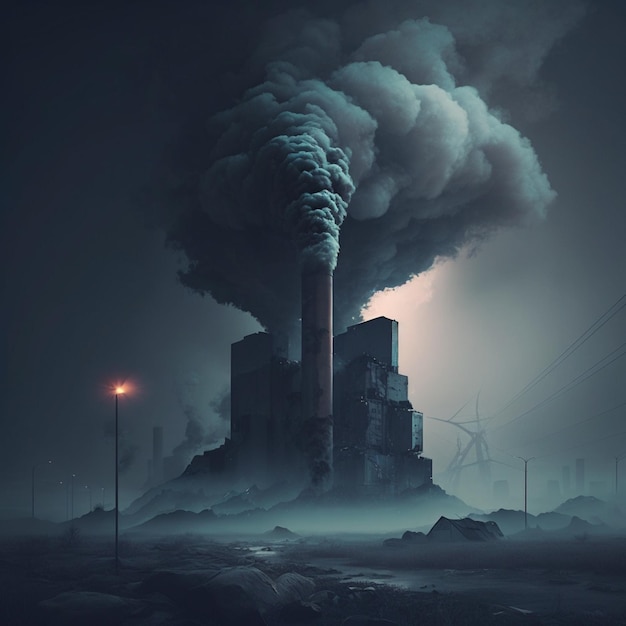 Stadtruinen Apokalyptische Landschaft 3D-Illustrationskonzept