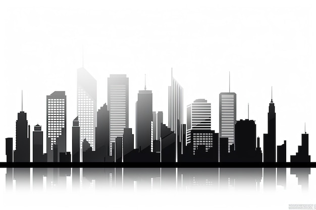 Stadtsilhouette, moderne Stadtlandschaft, hohes Gebäude, Illustration auf weißem Hintergrund, Stadtsymbol