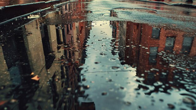 Foto stadtstraße regen reflexionen bürgersteig stadtszene bild