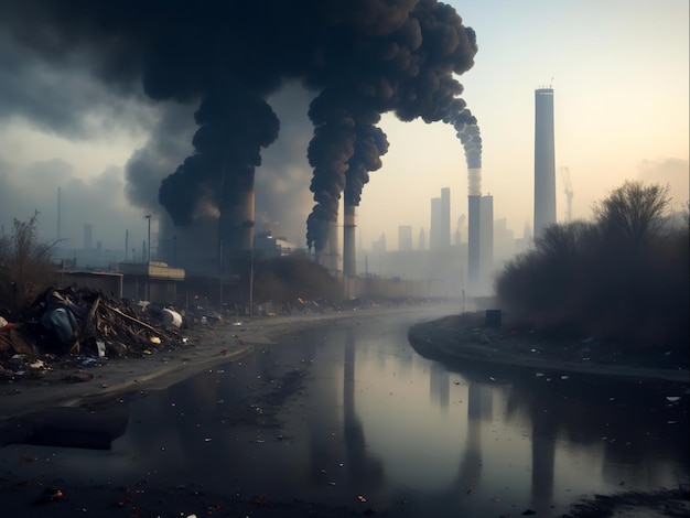 Stadtverschmutzung und Umweltschäden Generative KI