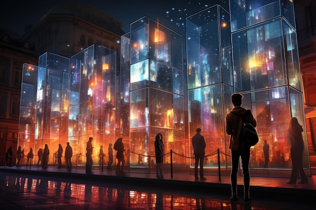 Städtische Hologramm-Anzeigen interaktives digitales Marketing generative IA
