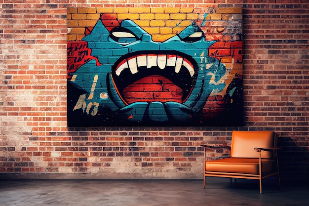Städtische Industriemauer mit Graffiti-Kunst, die die Kreativität und Energie einer Stadt zeigt