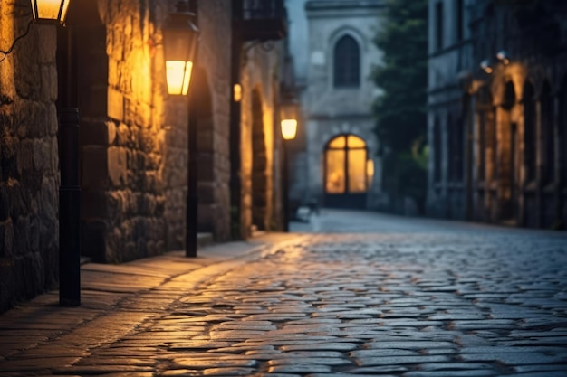 Städtische schmale Stadt alte Straße Architektur Nacht Gebäude Reise Straße