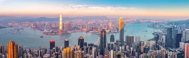 Städtische Skyline und Architekturlandschaft Nightscape in Hong Kong