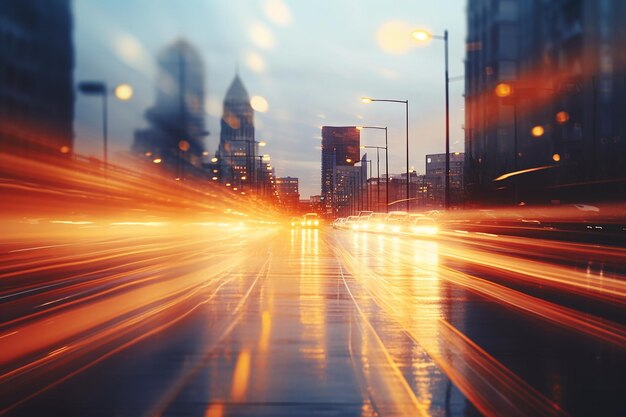 Städtische Straßenfilme mit verschwommenen Fahrzeuglichtern