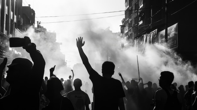 Städtische Unruhen Straßenunruhen Bürgerunruhen und gesellschaftliche Spannungen Chaos und Intensität öffentlicher Proteste und Demonstrationen im Herzen der Stadt