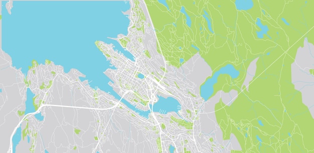 Städtischer Vektorstadtplan von Bergen Norwegen Europa