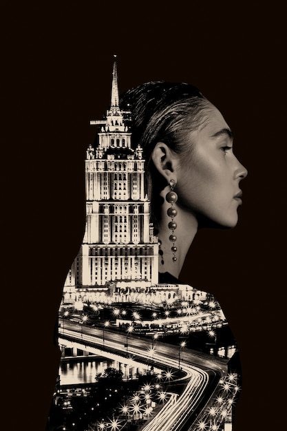 Städtisches Doppelbelichtungs-Collage-Konzept