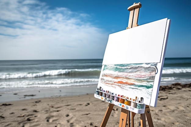 Staffelei mit Leinwand am Strand