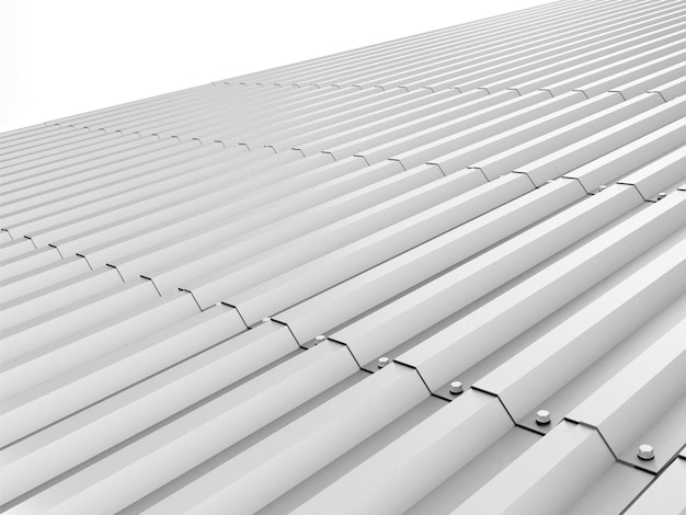 Stahldachbleche Blechdach auf weißem Hintergrund 3D-Darstellung