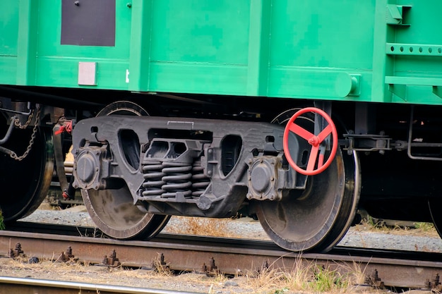 Stahlradsatz von Eisenbahnwaggons auf Schienen