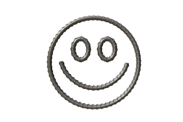 Foto stahlverstärkung für smiley-gesicht auf weißem hintergrund 3d-render