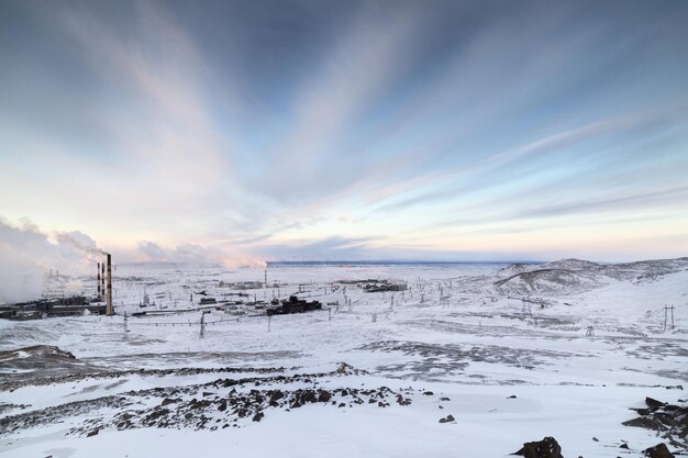 Stahlwerk Winterlandschaft