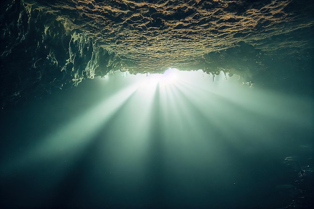 Foto stalaktiten an der decke in der unterwasserhöhle des meeres