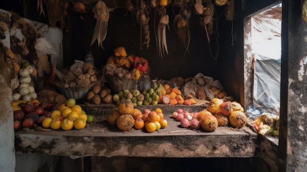 Stall mit faulem Gemüse und Obst Ai erzeugt