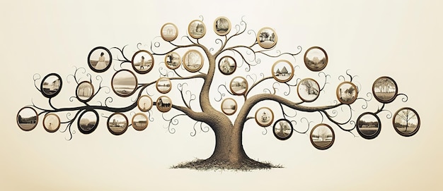 Foto stammbaum-illustrationsvorlage für einen becher