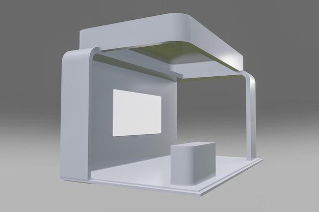 Stand de exposição simples usado para maquetes e marca e identidade corporativa3d ilustração