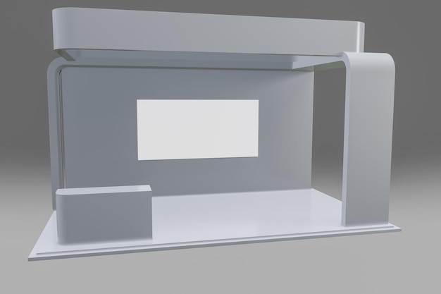 Stand de exposição simples usado para maquetes e marca e identidade corporativa3d ilustração
