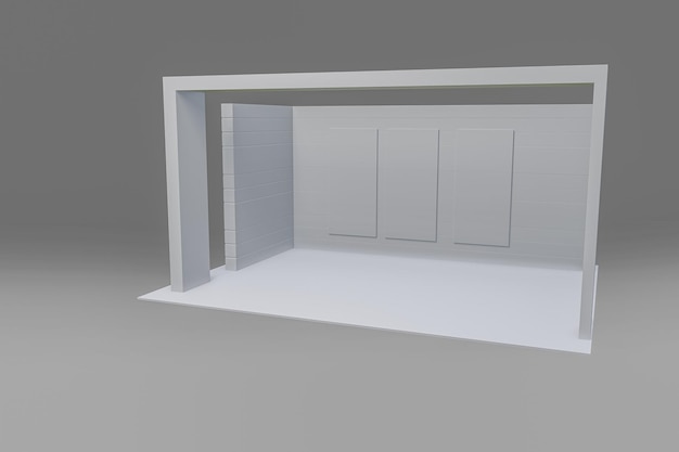 Stand de exposição simples usado para maquetes e marca e identidade corporativa3d ilustração