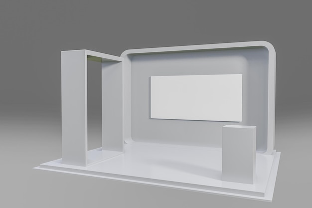 Stand de exposição simples usado para maquetes e marca e identidade corporativa3d ilustração