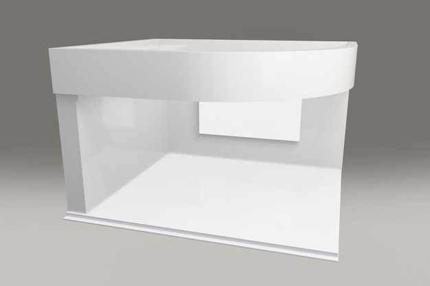 Stand de exposição simples usado para maquetes e marca e identidade corporativa3d ilustração