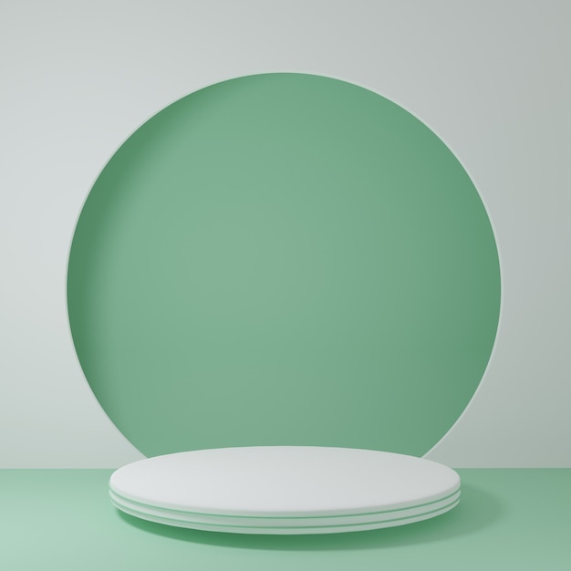 Stand de produtos em uma sala verde Cena de estúdio para design minimalista de produtos, renderização 3D