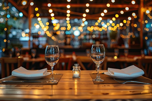 Stand de exhibición de menús en un restaurante con sábanas blancas en la mesa