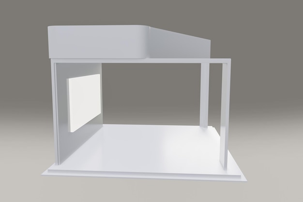 Stand de exposición utilizado para maquetas y marca y ilustración de identidad corporativa3d