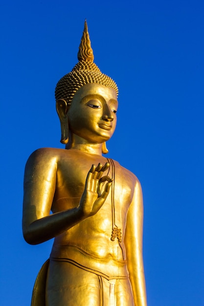 Stand Golden Buddha Statue na Tailândia