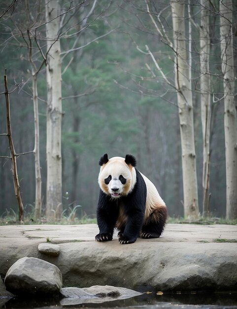 Standard-Cartoon-Panda mit einer Kapuze