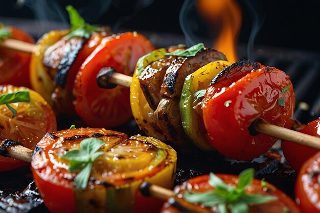 Foto standard gegrillte tomate shashlik nahaufnahme